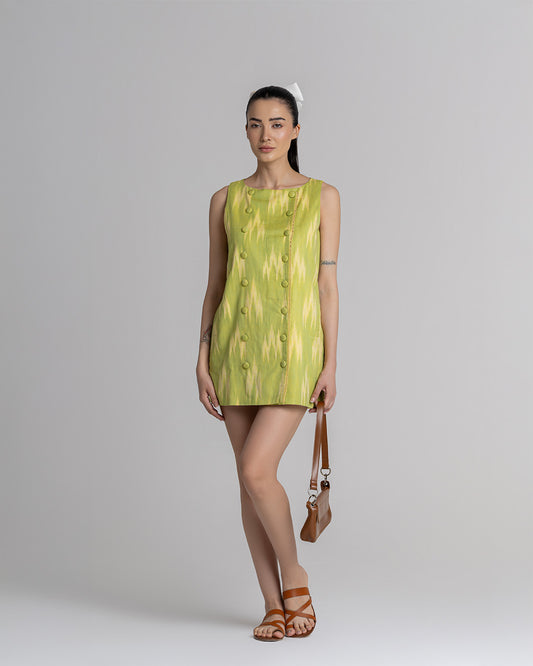 DOUBLE-BREASTED IKAT DRESS