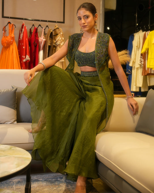 SANSKAARI GREEN JACKET SET