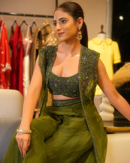 SANSKAARI GREEN JACKET SET