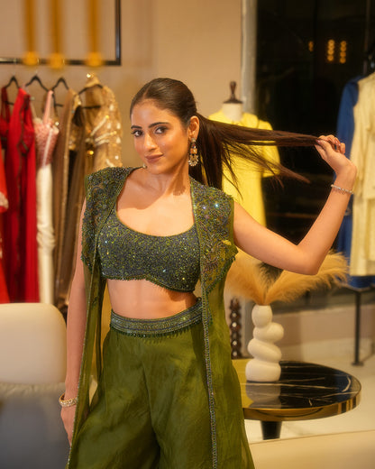 SANSKAARI GREEN JACKET SET