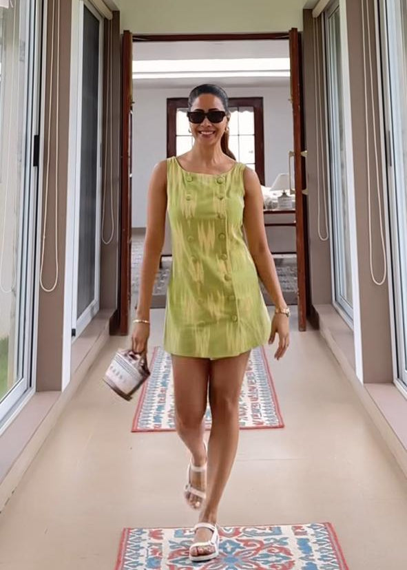 SWATI VATSSA IN DOUBLE-BREASTED IKAT DRESS